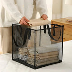 panier linge noir gris transparent maille polyestère pliable moderne poignées grande capacité