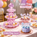 supports cupcakes drapeaux happy birthday rose violet zigzag modernes festifs anniversaire famille réunion