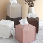 boîte mouchoirs simili cuir moderne gris noir rose pâle adhésif amovible salon decoration