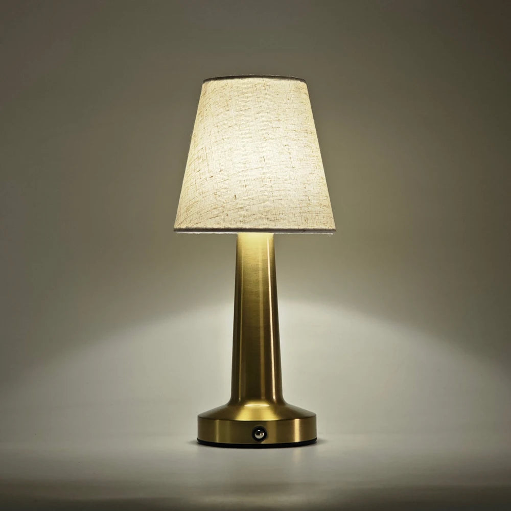 lampe table moderne or abat jour tissu rechargeable tactile chambre coucher led beigeclair