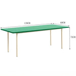 table moderne verre métal rectangle minimaliste pieds simples blanc vert bleu gris marron