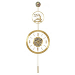 horloge murale moderne or cerf floral chiffres arabes étude salon