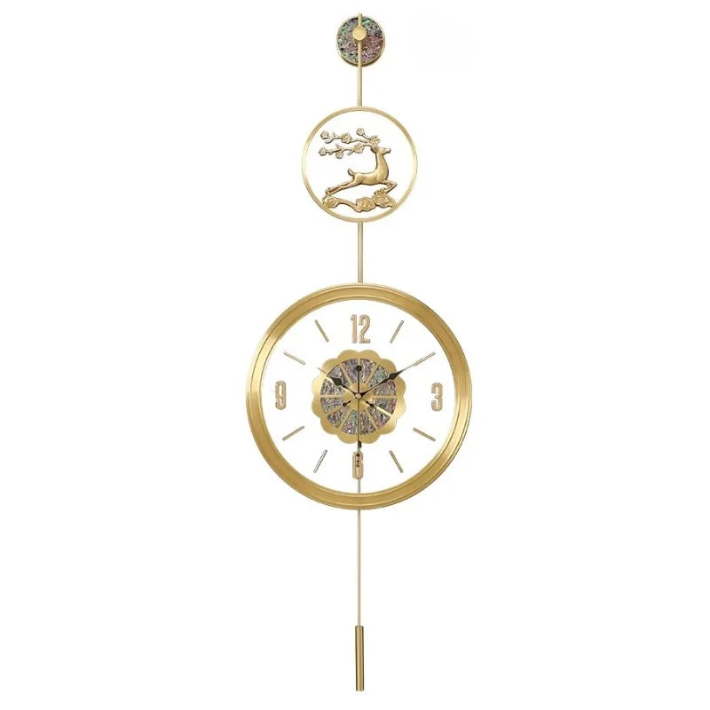 horloge murale moderne or cerf floral chiffres arabes étude salon