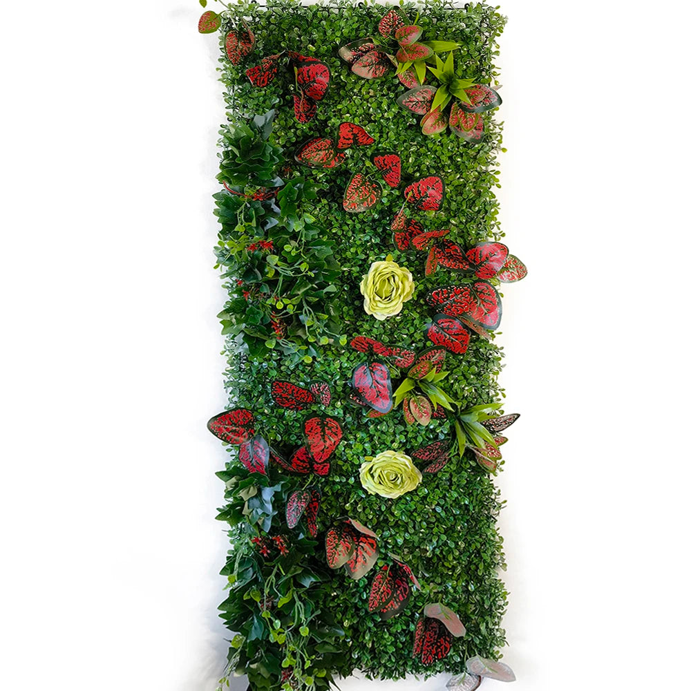 panneau végétal mural plante artificielle herbe décorative jardin extérieur moderne vert rouge blanc