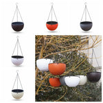 cache pot suspendu moderne hexagonal noir blanc orange gris chaîne métallique