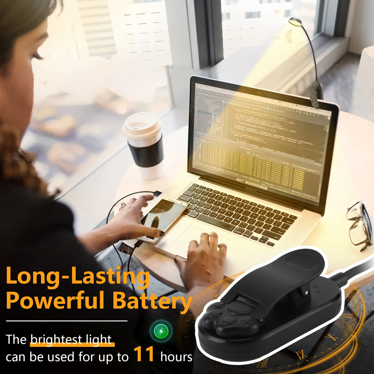 lampe led rechargeable sans fil pince ajustable interrupteur tactile lumière portable moderne noire