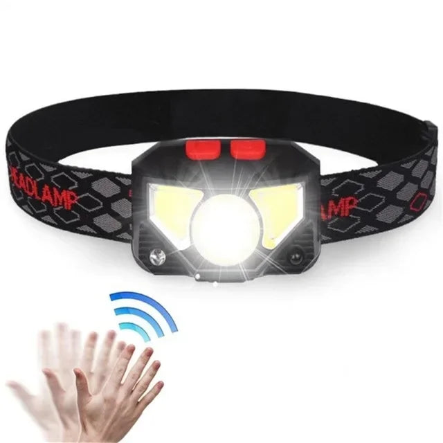lampe frontale led rechargeable camping pêche course nuit mode géométrique multicolore noir blanc gris
