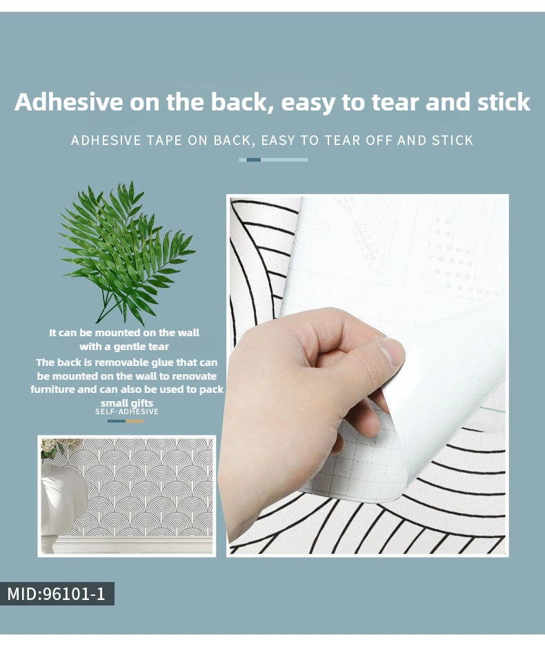 papier peint auto adhésif mur noir blanc motif géométrique moderne 3d opaquet 6mètres