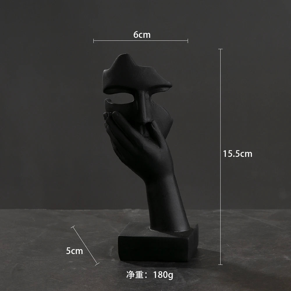 statuettes décoratives visage humain noir blanc doré modernes minimalistes abstraites contemporaines base carrée livres