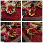 serviettes table rouge brodées cœurs romantiques été saint valentin classiques table manger