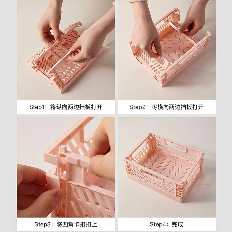 paniers pliables plastique bleu clair jaune rose vert pastel perforations modernes pratiques poignées