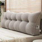grand oreiller lit rectangulaire beige clair doux moelleux boutons décoratifs