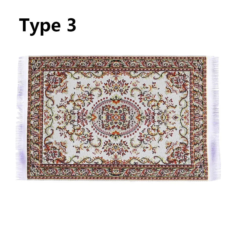 tapis rectangulaire traditionnel motif floral bordure frisée adhésif opacité rétro textiles vintage