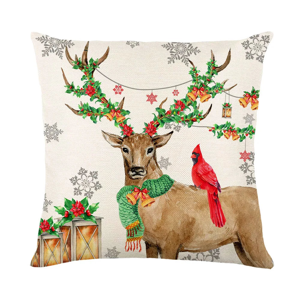coussin carré noël arbre renne guirlande bonhomme neige décoration maison traditionnel opacité fixe