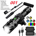 lampe torche rechargeable led intense noire aluminium outdoor autodéfense camping 30w usb