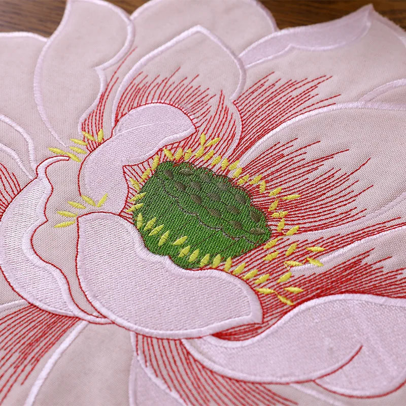 serviettes table modernes fleurs stylisées orange rose vert adhésives polyester