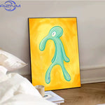 toile d'art moderne abstraite liquide verte jaune sans cadre dimension variable decoration murale chambre