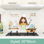 sticker mural cuisine multicolore dessin animé fruits ustensiles adhésif respectueux environnement