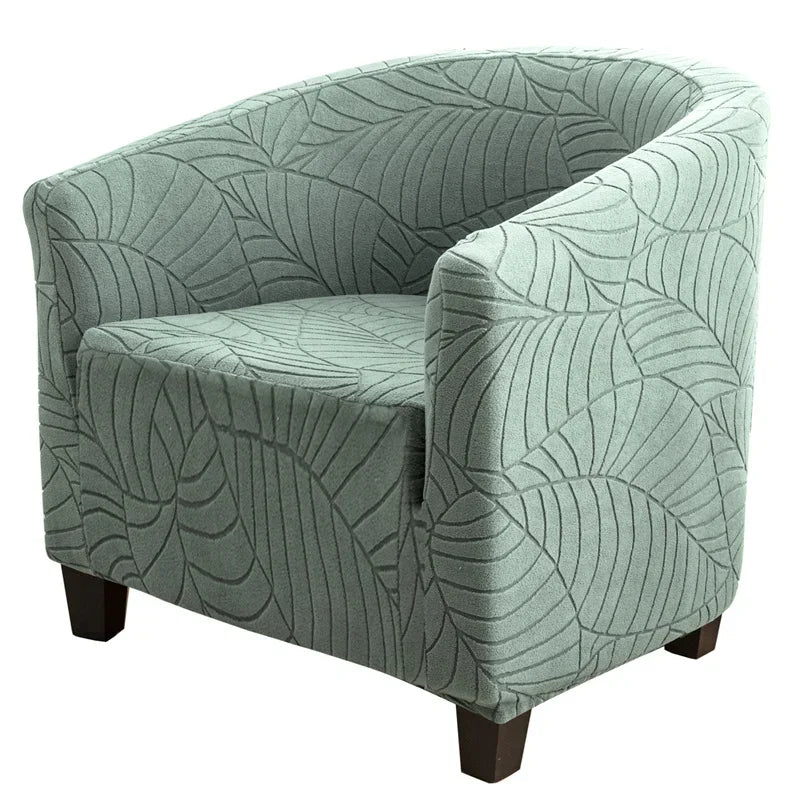 housse fauteuil tubulaire imprimé feuilles couleur beige clair moderne élastique machine lavable salon chambre