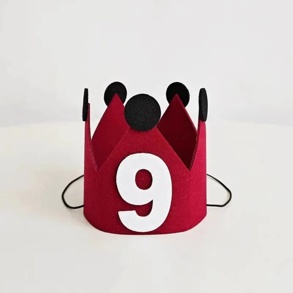 couronne anniversaire enfant rouge oreilles chiffres adhésif festive décoration première année joyeuse festivités