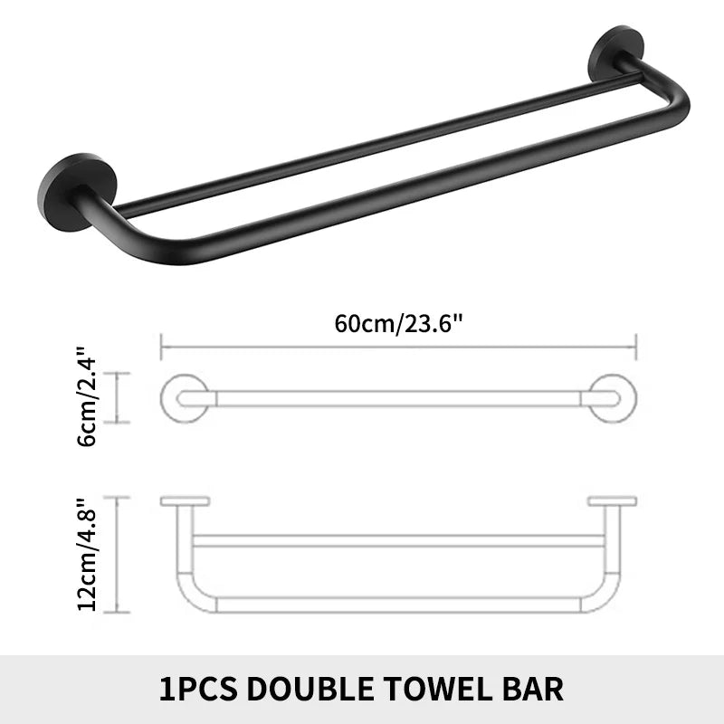 porte serviettes mural double acier inoxydable noir argenté doré moderne électroplaqué fixations serviettes