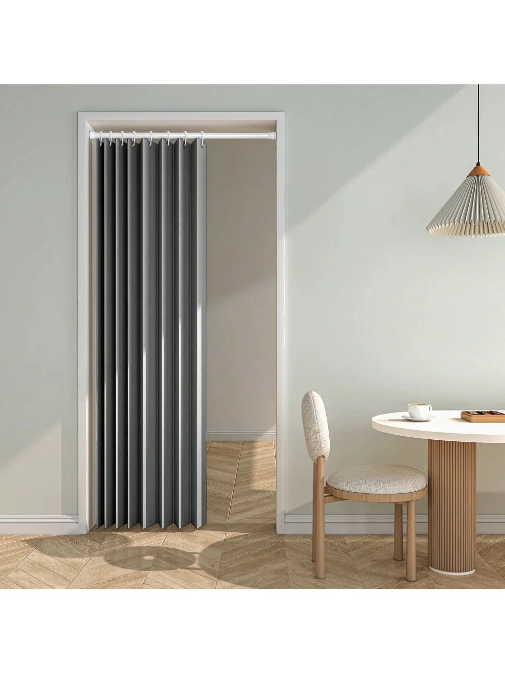 rideaux plissés crème barre isolation moderne extérieurs porte coulissante polyester fil teint minimaliste