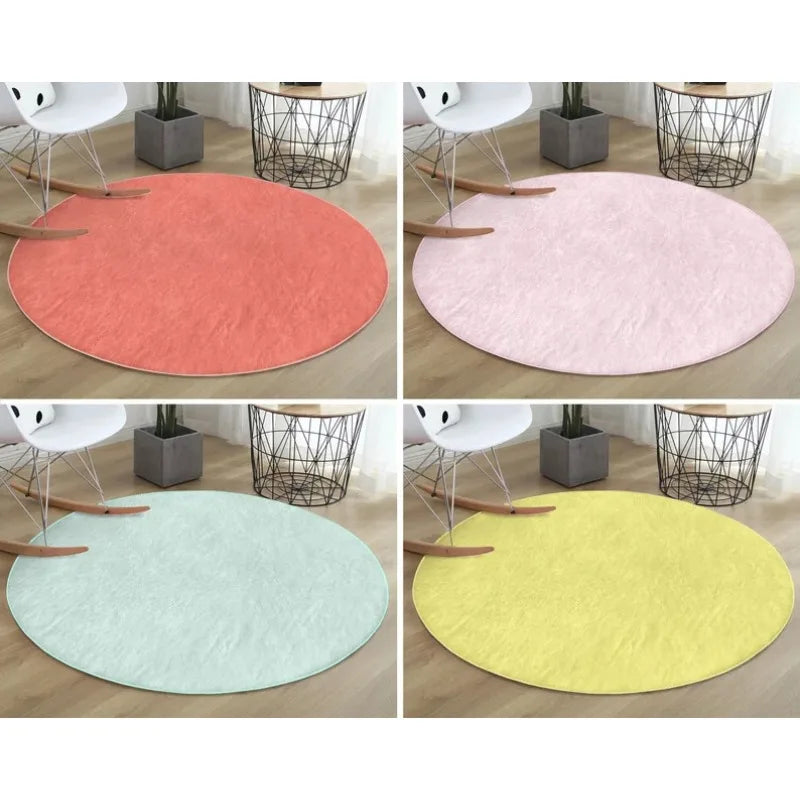 tapis rond solide antidérapant polyester lavable maison salle bain extérieur moderne minimaliste vert menthe