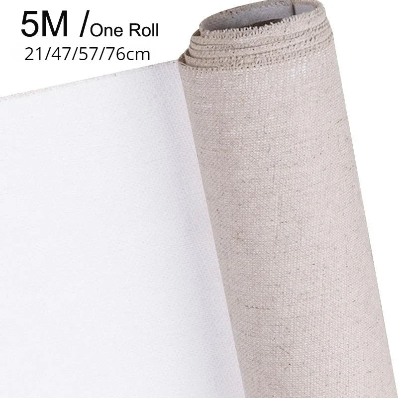 toile peinture acrylique huile mélange lin apprêtée rouleau 5m largeur variable 21cm 47cm 57cm