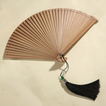 éventail danse bambou handmade kimono fan classique noir rouge rayures tassel