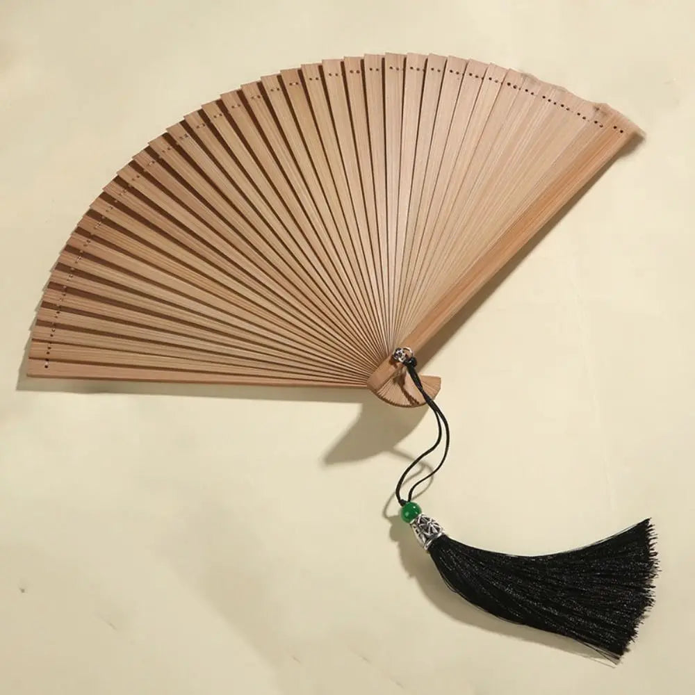 éventail danse bambou handmade kimono fan classique noir rouge rayures tassel