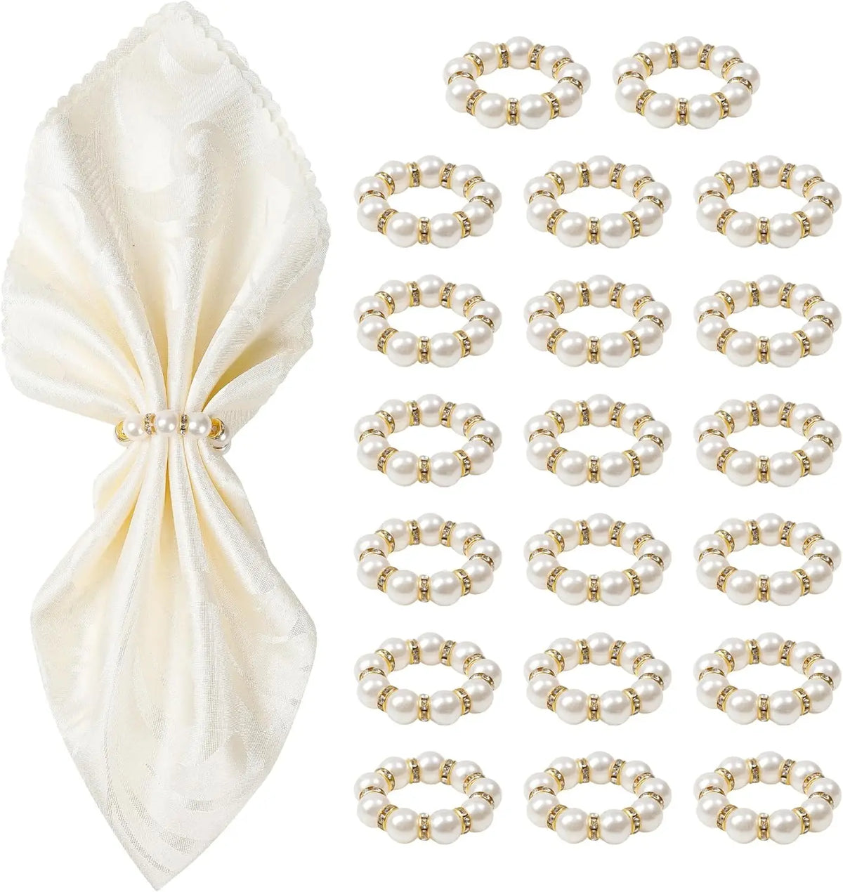 anneaux serviettes dorés strass élégants classiques mariage dîner décoration table