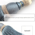 rubans rideaux classiques bleu marine doré franges opaques salon français blackout polyester coton