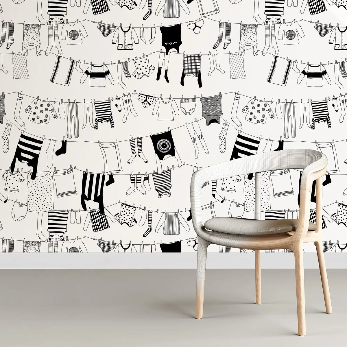 papier peint moderne noir blanc vêtements suspendus adhésif résistant humidité anti moisissure environnemental 50x300cm