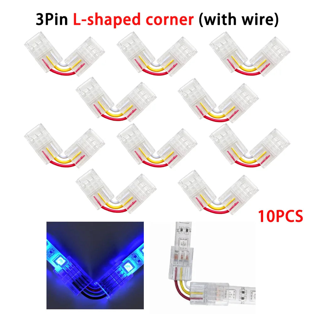 connecteur led broches transparent clips ruban led universel rgb 10mm 12v cecerohsul