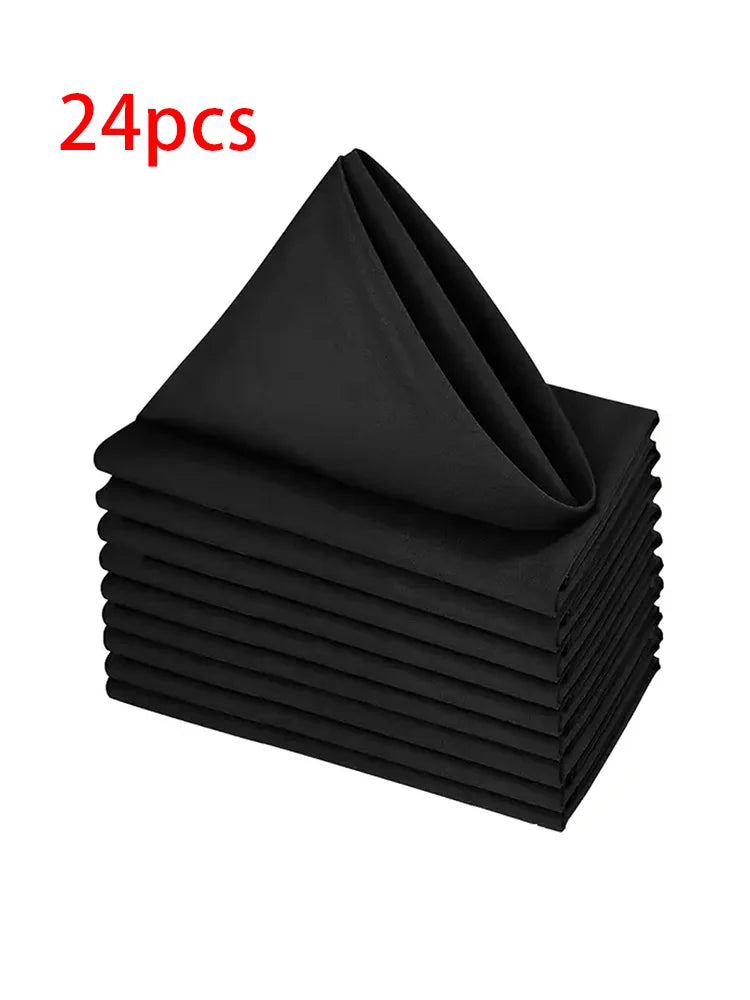 serviettes table polyester 40x40cm blanc noir unies réutilisables lavables anneau métallique durable classique