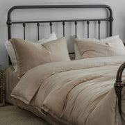 lit parure tencel coton pièces beige blanc rustique minimaliste taies oreiller fermeture éclair