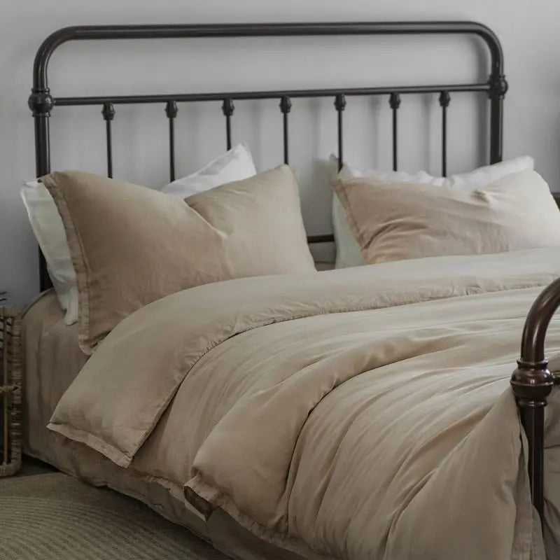 Parure de lit Tencel coton noire ensemble 4 pièces