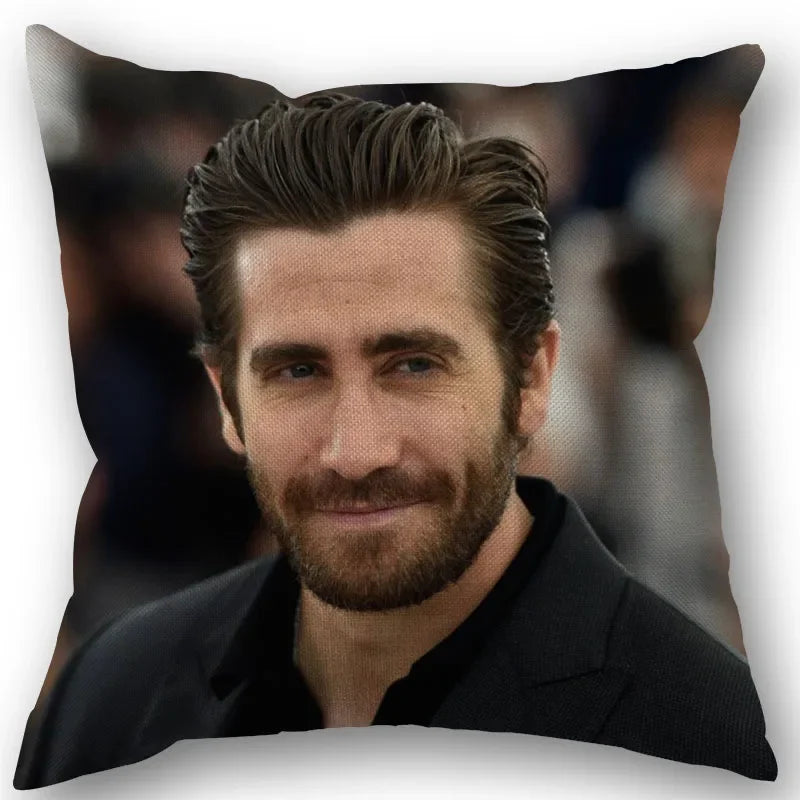 taies d'oreiller coton lin motif jake gyllenhaal moderne bleu marine imprimé décoration maison washable