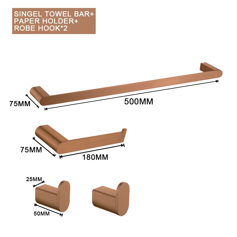 ensemble accessoires salle bain moderne or rose porte serviette savon gobelet mural