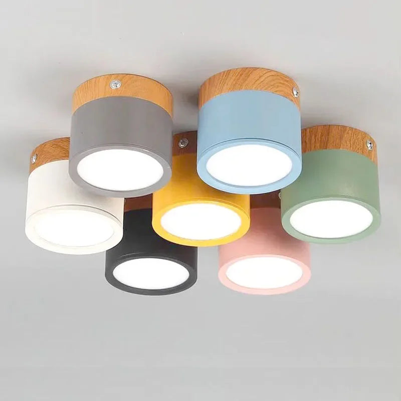 plafonnier led moderne rond bois blanc noir gris vert jaune rose nordique intérieur