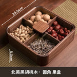 boîte rangement bois marron foncé moderne poignées intégrées rangement thé vin pinceaux crème