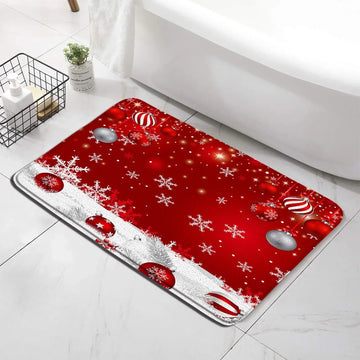 tapis bain noël père noël rennes flocons boules sapins rouge blanc festive