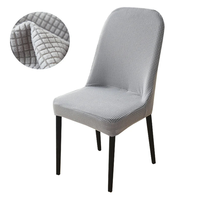 housse chaise extensible jacquard gris moderne fauteuil salle manger banquet