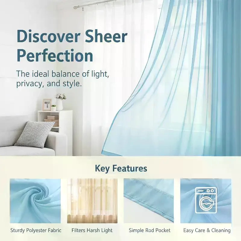 rideau bleu clair poissons dorés moderne translucide protection privée atténuation lumière chambre salon