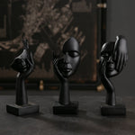 statuettes décoratives visage humain noir blanc doré modernes minimalistes abstraites contemporaines base carrée livres