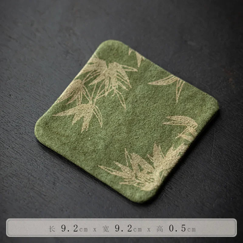 serviettes table chinoises texturé feuilles bambou dorées vert marron bleu respectueuses environnement 9.2x9.2cm