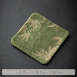 serviettes table chinoises texturé feuilles bambou dorées vert marron bleu respectueuses environnement 9.2x9.2cm