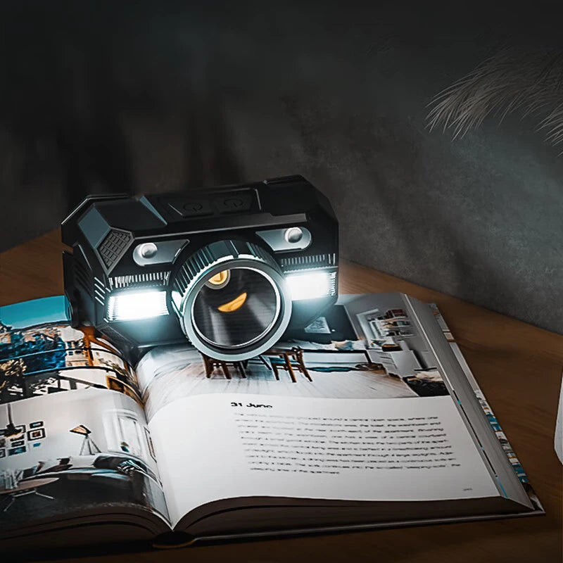 lampe frontale led rechargeable usb zoom torche pêche réglable 90 degrés étanche ipx5