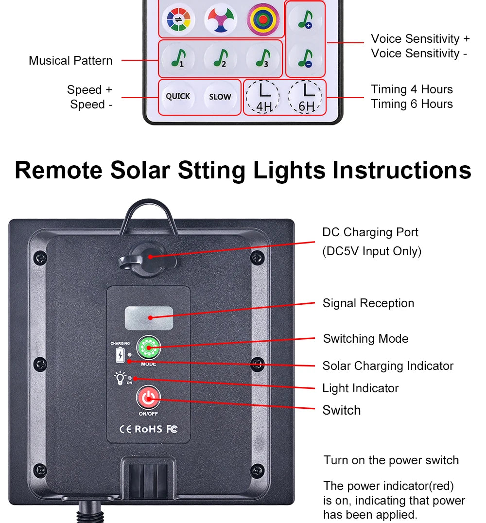 guirlande led solaire 10m rgb télécommande ip67 étanche extérieur piscine moderne
