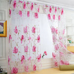 rideaux tulle motifs floraux pastorale translucides couleurs vives champêtre tringle rideau intérieur decoration
